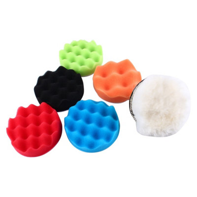 7Pcs 6 Sponge Polishing Waxing Buffing Pads Kit Car Polisher M14 Drill ...