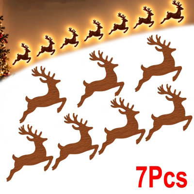 7Pcs LED Reindeer Wall Decorations, Festive Glowing Christmas Light Up ...