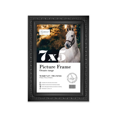 縁々品　W75㎝×D37㎝×H35㎝ 7x5 Black Ornate Picture Frame (12.7 x 17.8cm) Poster, Photo