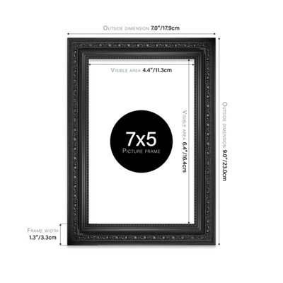 縁々品　W75㎝×D37㎝×H35㎝ 7x5 Black Ornate Picture Frame (12.7 x 17.8cm) Poster, Photo