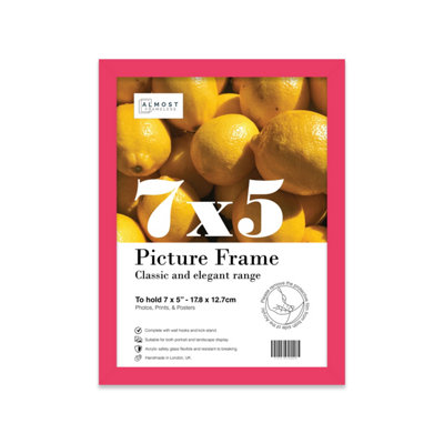 7x5 Bright Pink Picture Frame (12.7 x 17.8cm) Poster, Photo, Artwork, Gallery Wall or Print