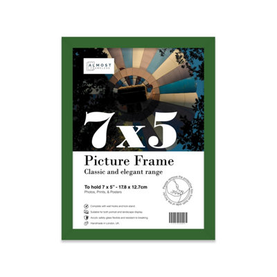 7x5 Green Picture Frame (12.7 x 17.8cm) Poster, Photo, Artwork, Gallery Wall or Print