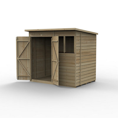 7x5 Pent Shed Beckwood Shed 25yr Guarantee Shiplap Pressure Treated  - 2 Windows - Double Door