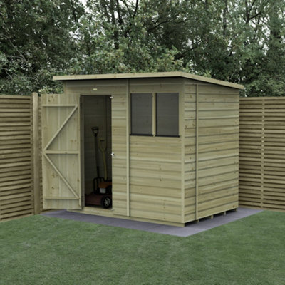 7x5 Pent Shed Beckwood Shed 25yr Guarantee Shiplap Pressure Treated - 2 Windows