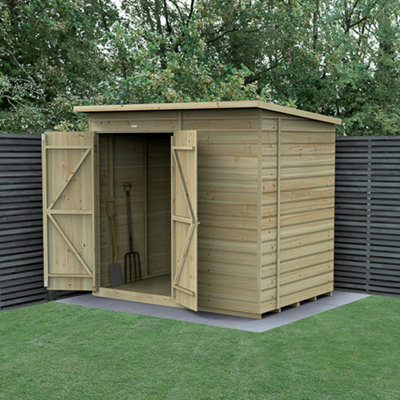 7x5 Pent Shed Beckwood Shed 25yr Guarantee Shiplap Pressure Treated  - No Windows - Double Door