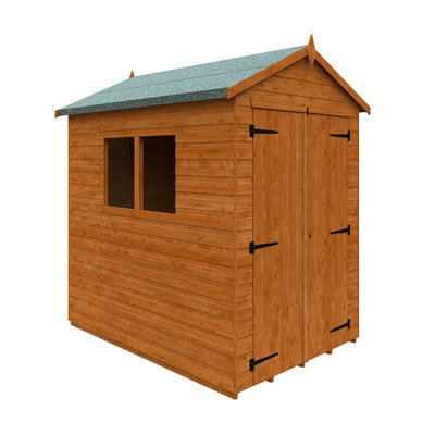 7x5 Workshop 12mm Shed - L205 x W145 x H233.5 cm - Solid Wood/Softwood/Pine - Burnt Orange