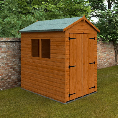 7x5 Workshop 12mm Shed - L205 x W145 x H233.5 cm - Solid Wood/Softwood/Pine - Burnt Orange - 3