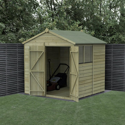 7x7 Apex Shed Beckwood Shed 25yr Guarantee Shiplap Pressure Treated - 2 Windows - Double Door