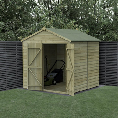 7x7 Apex Shed Beckwood Shed 25yr Guarantee Shiplap Pressure Treated - No Windows - Double Door
