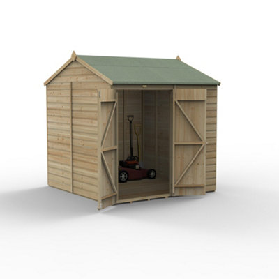 7x7 Reverse Apex Shed Beckwood 25yr Guarantee Shiplap Pressure Treated  - No Windows - Double Door