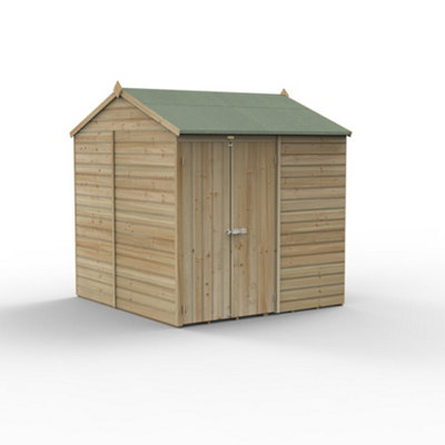 7x7 Reverse Apex Shed Beckwood 25yr Guarantee Shiplap Pressure Treated  - No Windows - Double Door