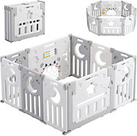 8+2 Panels Plastic Playpen for Baby and Toddlers - Grey