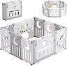 8+2 Panels Plastic Playpen for Baby and Toddlers - Grey