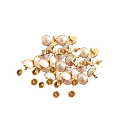 8.5mm Pearl Rivets, Brass Leather Rivets with Gold Cap for DIY Crafts, Purses, Handbags, 10pcs
