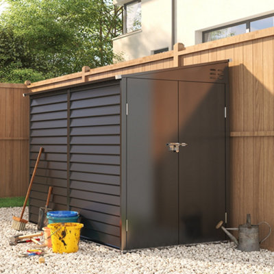 8.8 x 4.7 ft Pent Metal Garden Storage Shed Lean to Shed Motorcycle Shed with Lockable