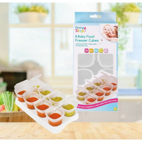 8 Baby Weaning Food Freezer Cubes Storage Pots Containers 70ml and Tray