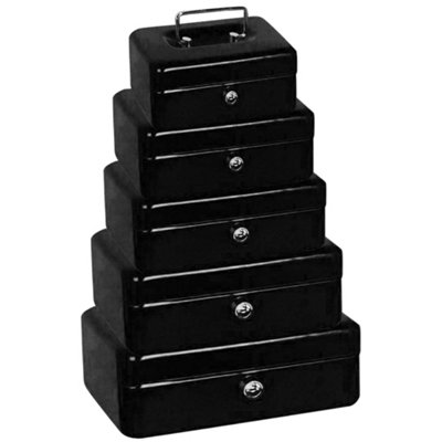8" Black Safe Security Steel Metal Petty Cash Coin Box Tin Safety Protection Pot Deposit Box Protect Secure Savings Organiser Price Comparisons | Compare The Build