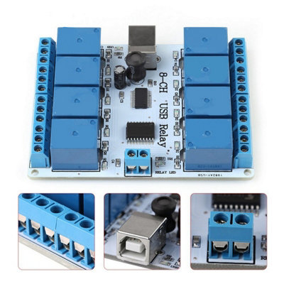 8-Channel 12VDC USB Relay Controller Module for Robotics and Automation