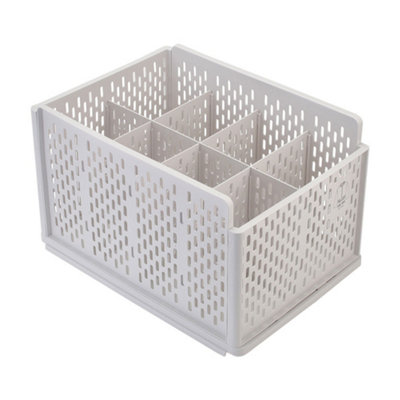 8 Compartments Plastic Stackable Clothes Storage Basket Drawer Organizer 28cm W x 46cm D x 32cm H