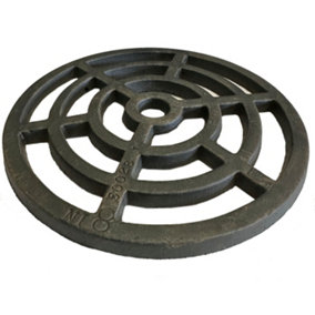 8" Diameter 203mm 9mm Thick Round Circular Cast Iron Gully Grid Grate Heavy Duty Drain Cover Black Satin Finish.