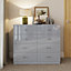 8 Drawer Chest Of Drawers High Gloss Grey Bedroom Furniture