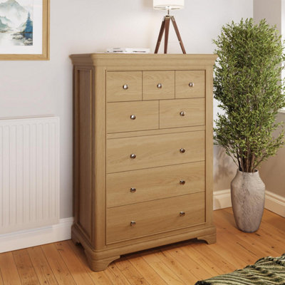 8 Drawer Chest Of Drawers Solid Oak Natural Lacquered Ready Assembled