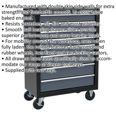 8 Drawer Red Portable Tool Chest with Lock for Secure Mobile Storage