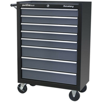 8 Drawer Red Portable Tool Chest with Lock for Secure Mobile Storage