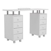 8 Drawers Manicure Station Nail Table Salon Nail Desk on Wheels