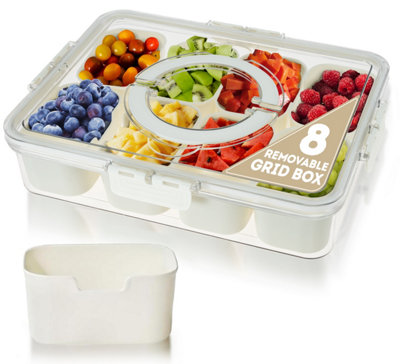 8-Grid box Food Containers with Handle & Lid - Snack Box with ...