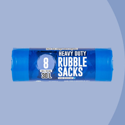 8 Heavy Duty Rubble Sacks 30L Super Strong Bags in Blue