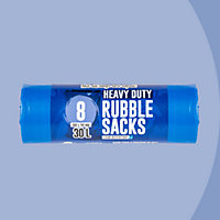 8 Heavy Duty Rubble Sacks 30L Super Strong Bags in Blue