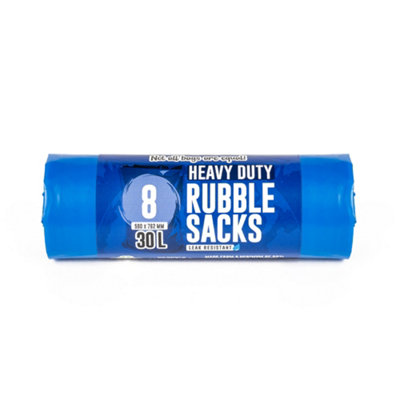 8 Heavy Duty Rubble Sacks 30L Super Strong Bags in Blue