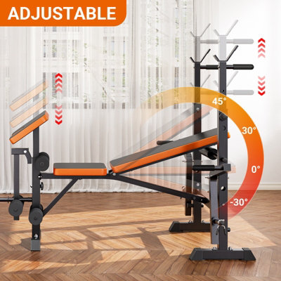 8 in 1 270KG Weight Bench Adjustable Bench Press Set with Squat Rack Olympic Workout Bench with Leg Developer Preacher Curl