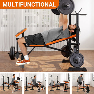 8 in 1 270KG Weight Bench Adjustable Bench Press Set with Squat Rack Olympic Workout Bench with Leg Developer Preacher Curl