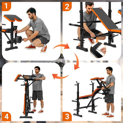 8 in 1 270KG Weight Bench Adjustable Bench Press Set with Squat Rack Olympic Workout Bench with Leg Developer Preacher Curl