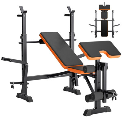 8 in 1 270KG Weight Bench Adjustable Bench Press Set with Squat Rack Olympic Workout Bench with Leg Developer Preacher Curl