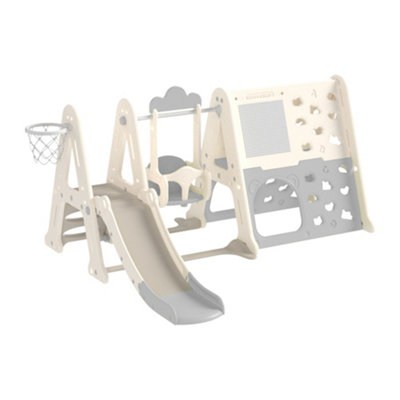 8 In 1 Toddler Swing and Slide Set with Whiteboard and Building Block Baseplate