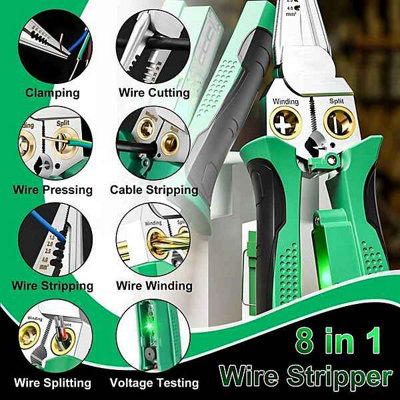 8 in 1 Wire Stripper with Voltage Tester,Electrician Repair Multi ...