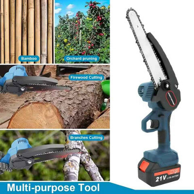 8 Inch 4000 Watt Mini Chainsaw Electric Saw Wood Cutter 2 Batteries ...