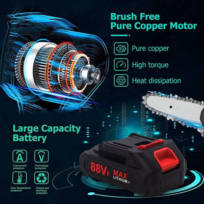 8 Inch 4000 Watt Mini Chainsaw Electric Saw Wood Cutter 2 Batteries ...
