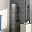 8 Inch Black Square Wall-mount Handheld Head and Rainfall Shower Head Bathroom Thermostatic Mixer Shower Set