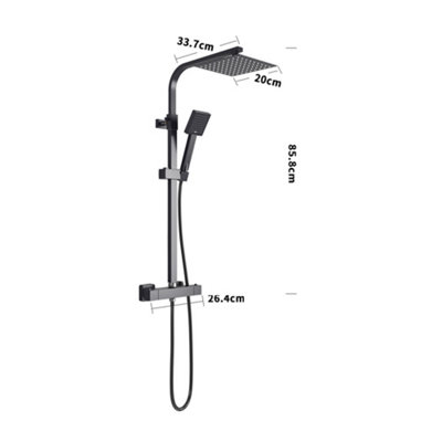 8 Inch Black Square Wall-mount Handheld Head and Rainfall Shower Head Bathroom Thermostatic Mixer Shower Set - 3