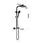 8 Inch Black Square Wall-mount Handheld Head and Rainfall Shower Head Bathroom Thermostatic Mixer Shower Set
