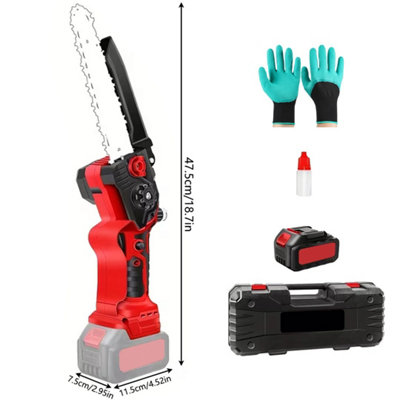 8-Inch Cordless Electric Mini Chainsaw Set with Battery & Case, One ...