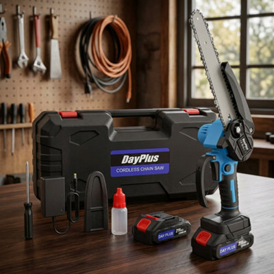 8 Inch Cordless Mini Chainsaw Electric One-Hand Handheld Chainsaw with ...