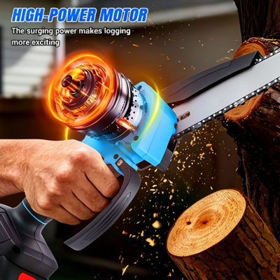 8 Inch Cordless Mini Chainsaw Electric One-Hand Handheld Chainsaw with ...
