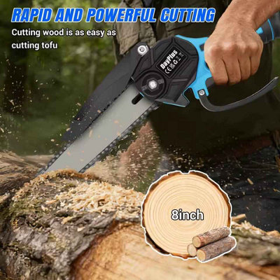 8 Inch Cordless Mini Chainsaw Electric One-Hand Handheld Chainsaw with ...