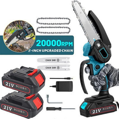 8 Inch Cordless Mini Chainsaw with 2 Batteries and 2 Chains