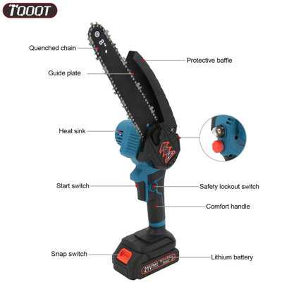 8 Inch Mini Cordless Chainsaw Handheld Electric Chainsaw Wood Cutter 2 ...